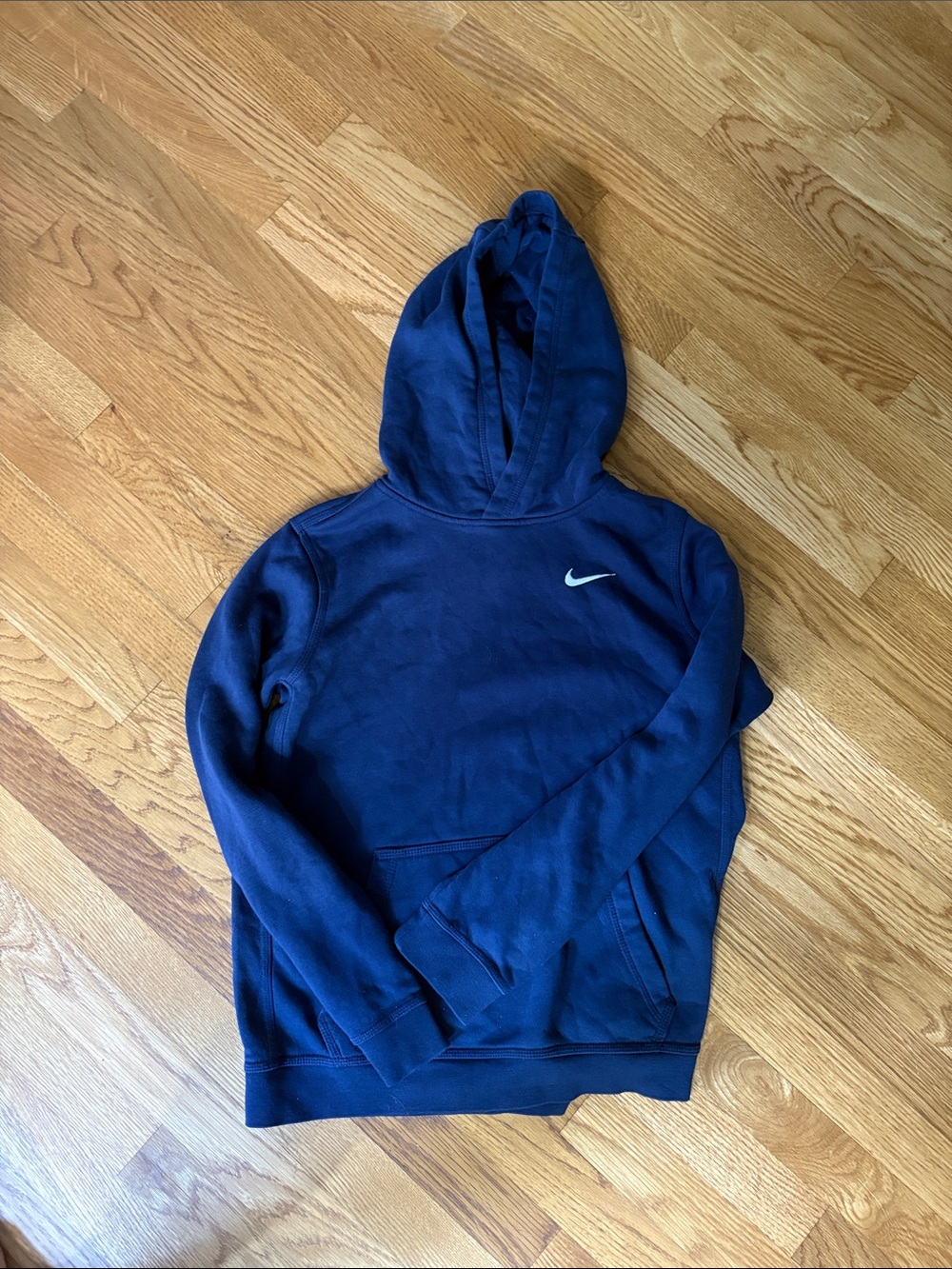Nike Kids Navy Crewneck Hooded Sweatshirt with White Swoosh